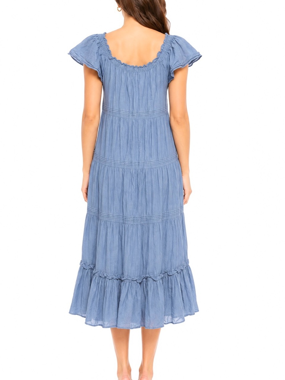 THE GREAT. Nightingale Smocked Tiered Midi Dress - Picture 2 of 10
